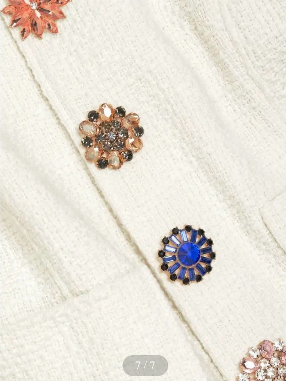 cinq a sept Randy Cream Textured Tweed Jacket with Jeweled Buttons - Picture 5 of 6